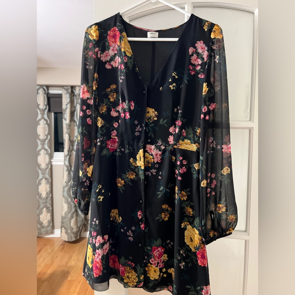 Aritzia black floral long sleeve dress!